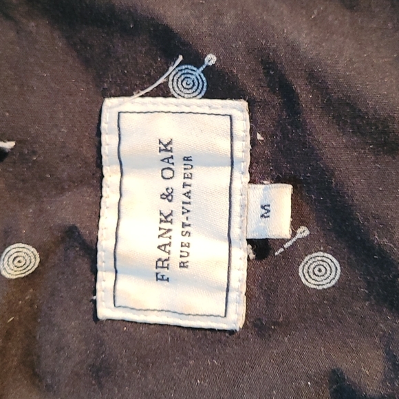 Frank & Oak button up dart themed  mens button down black long sleeve medium - Picture 3 of 6